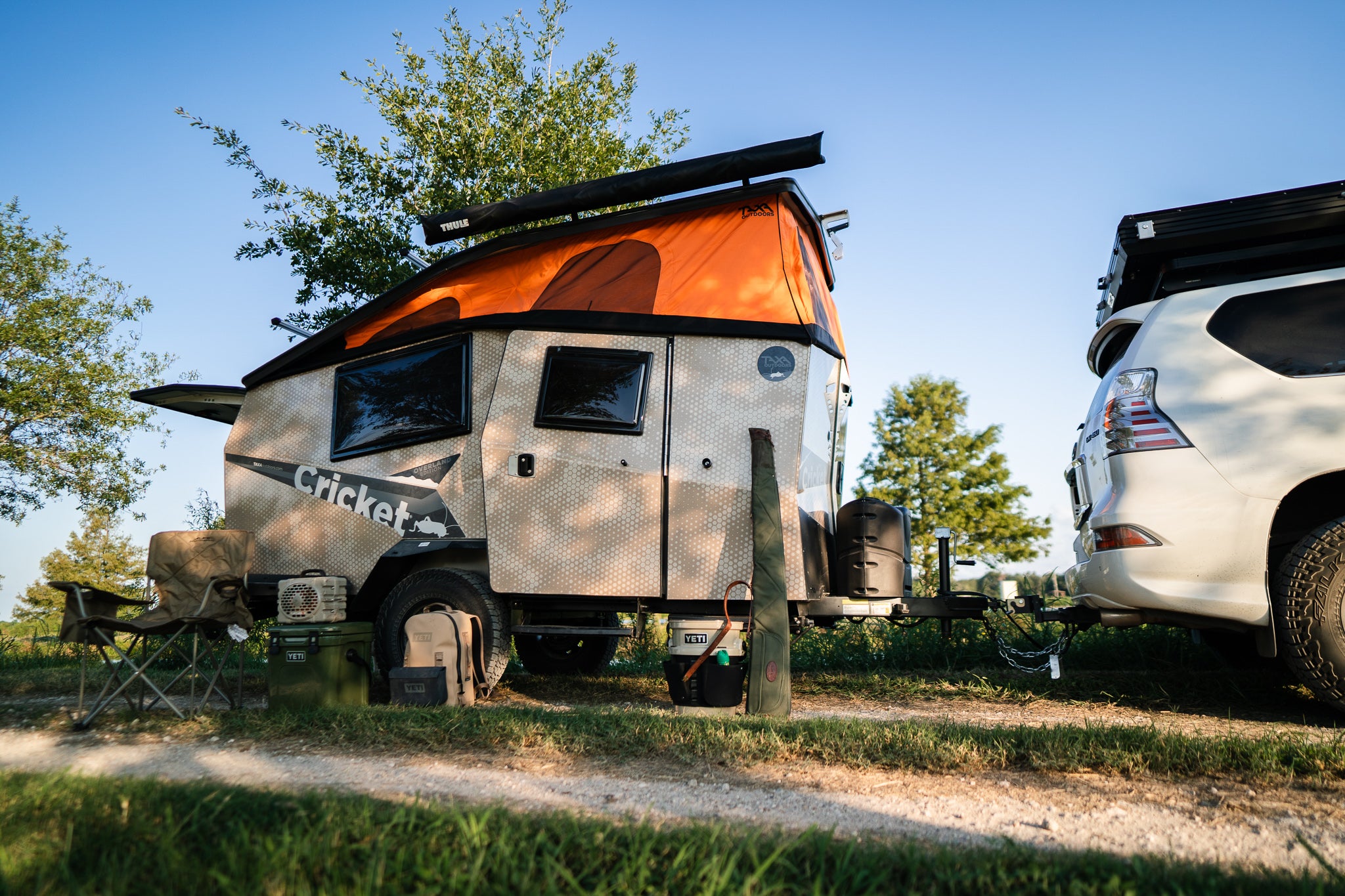 cricket camper with camo wrap